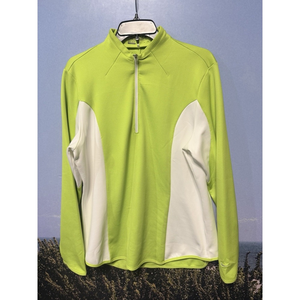 Nike Golf Tour Performance XL Neon Green Long Sleeve 1/4 Zip Polo Pullover